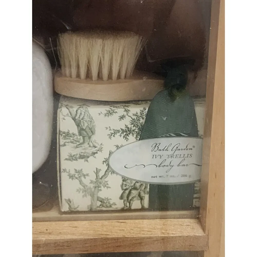 Bath Garden Vintage Wood Glass Wall Curio Display Cabinet Body Case Collection